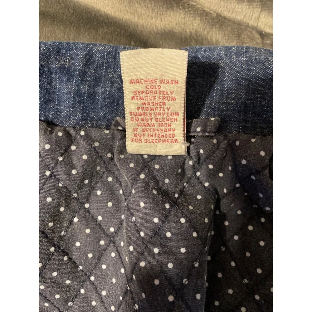 Gymboree Toddler Girls Denim Pea Coat Jacket Polka Dot Lining Blue Small 3Y 0444